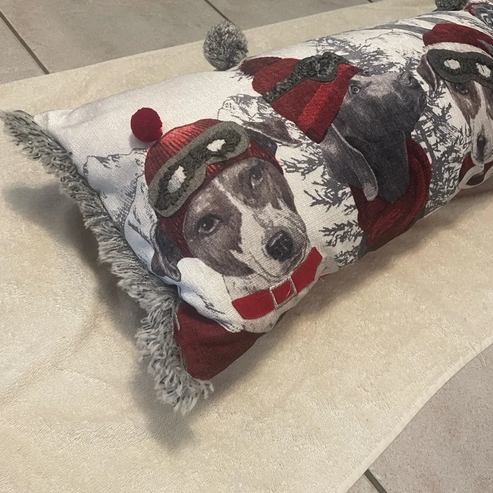 Holiday Dog Lumbar Decorative Pillow